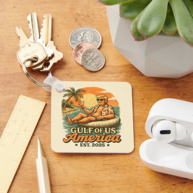 Vintage Funny Trump America's Gulf 2025 Keychain (Desk)