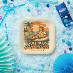 Vintage Funny Trump America's Gulf 2025 Paper Plate