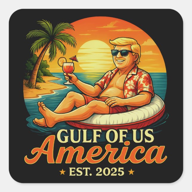 Vintage Funny Trump America's Gulf 2025 Square Sticker (Front)