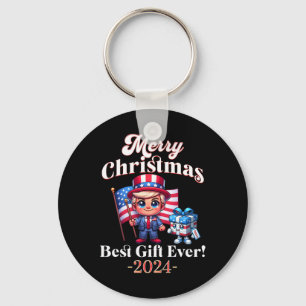 Vintage Funny Trump Merry Christmas Best Present E Keychain