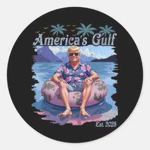 Vintage Funny Trump Shirt America's Gulf Trump Mer Classic Round Sticker