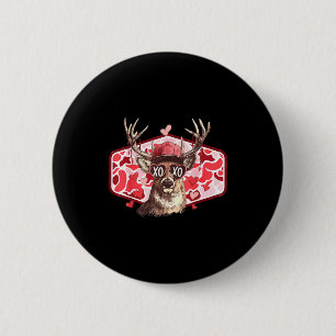 Vintage Funny Valentines Hunting Deer Camo Xoxo Cu 2 Inch Round Button