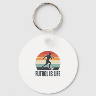 Vintage Futbol Is Life Soccer Player Shirt Design_ Keychain