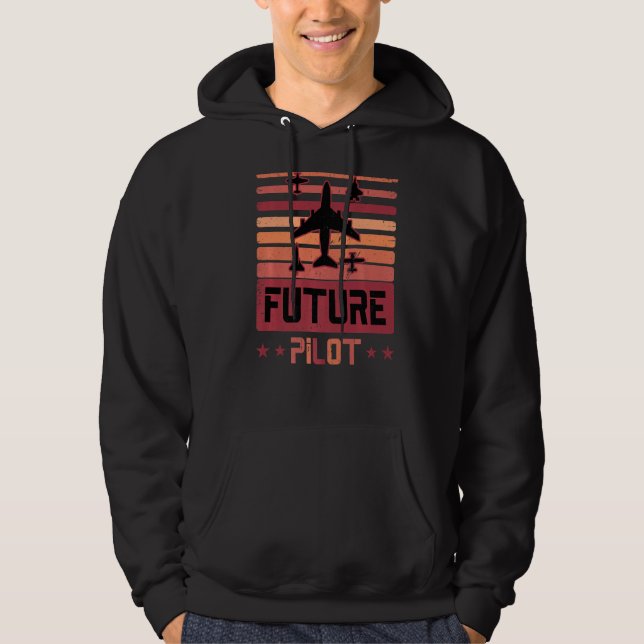 Vintage Future Pilot Student  Aviation Airplane Hoodie (Front)