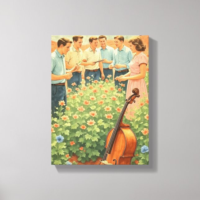 Vintage Futuristic Mars Garden Scene Canvas Print (Front)