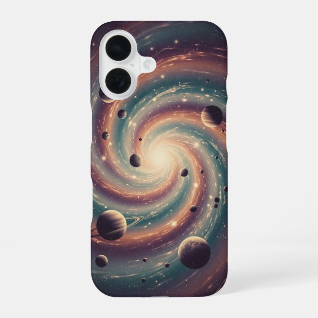 Vintage Galactic Swirl iPhone 16 Case (Back)
