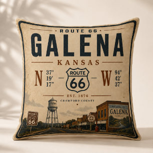 Vintage Galena Route 66 Home Decor Throw Pillow