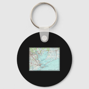Vintage Galveston Bay Tx Nautical Map (1975) Keychain