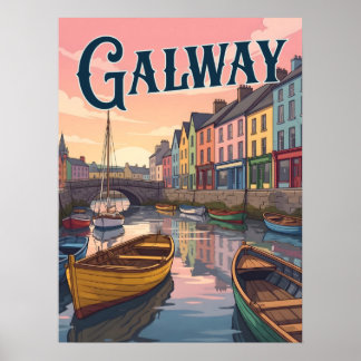 Vintage Galway Ireland Travel Poster