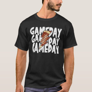 Vintage Game Day Football Lightning Bolt Funny Tea T-Shirt