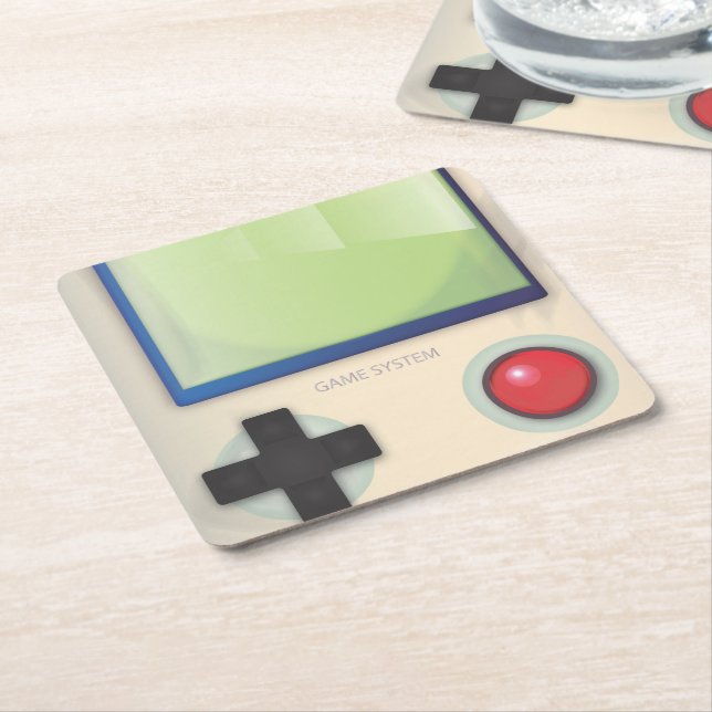 Vintage Game System Square Paper Coaster (Angled)