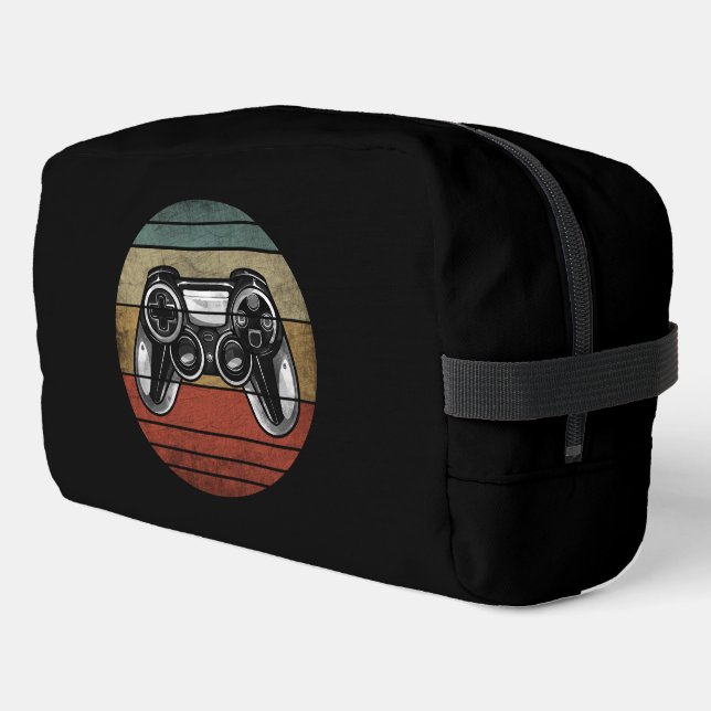 Vintage Gamer Black And White Dopp Kit (Left Corner)