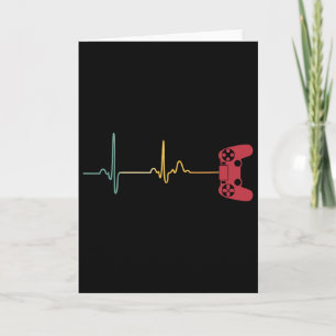 Vintage Gamer Heartbeat For Video Game Players Con Card