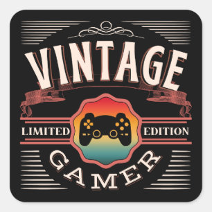 VINTAGE GAMER LIMITED EDITION  SQUARE STICKER