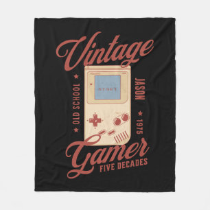 Vintage Gamer Personalizes 50th Birthday Gift Fleece Blanket