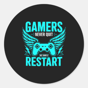 Vintage Gamers Never Quit - We Simply Restart Gami Classic Round Sticker