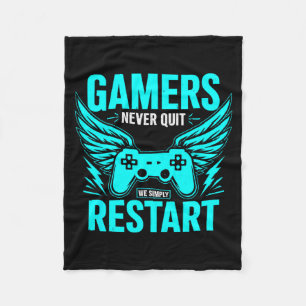 Vintage Gamers Never Quit - We Simply Restart Gami Fleece Blanket