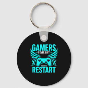 Vintage Gamers Never Quit - We Simply Restart Gami Keychain
