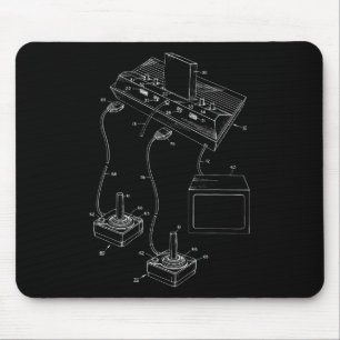 Vintage Gaming Diagram - Video Game Joystick Contr Mouse Pad