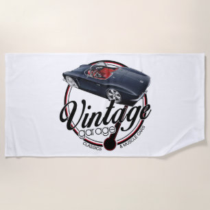 Vintage Garage Corvette Beach Towel