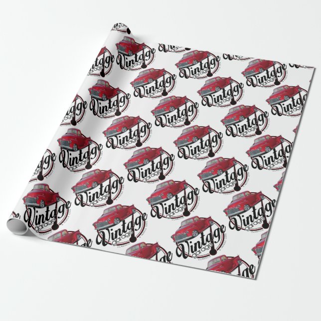 Vintage Garage Truck Wrapping Paper (Unrolled)
