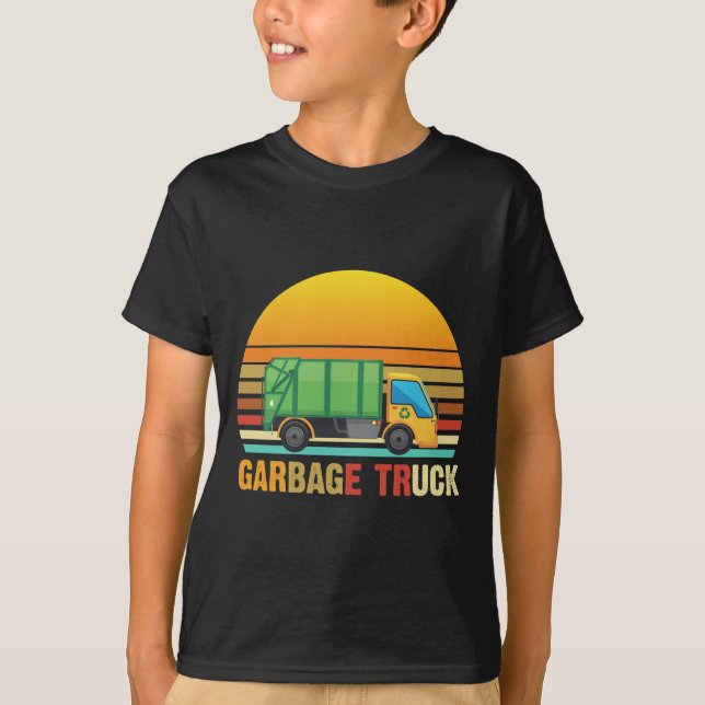 Vintage Garbage Truck Kids Trash Recycling T-Shirt (Front)