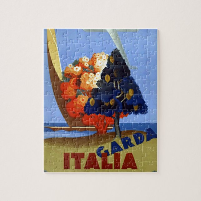 Vintage Garda Italy Europe Air Travel Jigsaw Puzzle (Vertical)