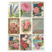 Vintage Garden and Flower Seeds Ephemera Clipart 