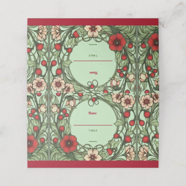 Vintage Garden Art Nouveau Folded Place Card (Outside Unfolded)