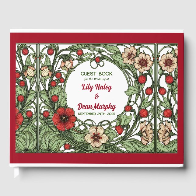 Vintage Garden Art Nouveau Wedding Guest Book (Front)
