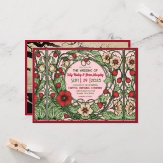 Vintage Garden Art Nouveau Wedding Invitation