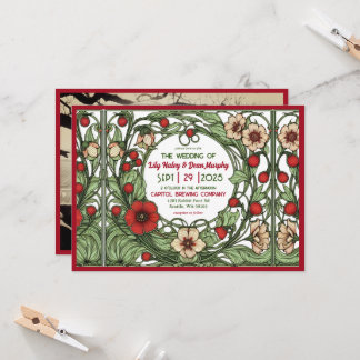 Vintage Garden Art Nouveau Wedding Invitation