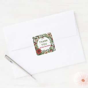 Vintage Garden Art Nouveau Wedding Square Sticker