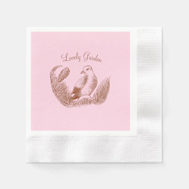 Vintage Garden Bird – Elegant Floral Melody Napkin (Front)