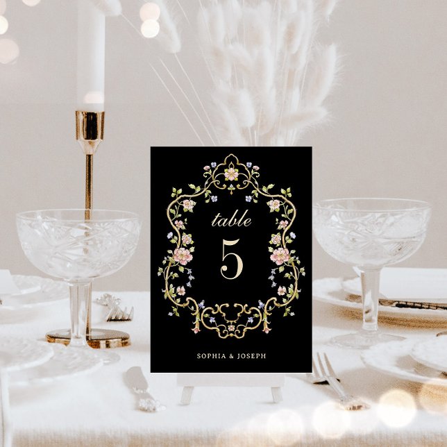 Vintage Garden Black | Colourful Luxe Wedding Table Number (Creator Uploaded)