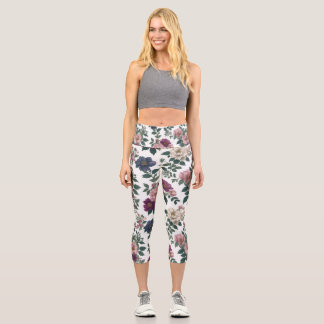 Vintage Garden Blooms All-Over Print Capri Leggings