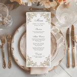 Vintage Garden | Colourful Luxe Wedding Menu<br><div class="desc">These stunning and beautiful wedding menu cards or rehearsal dinner cards feature an antique style, whimsical baroque illustrated border decorated with colourful flowers and leaves in subtle shades of peach, pink, purple, green, and neutrals on a white background. A whimsical look that also recalls the Art Nouveau style or regency...</div>