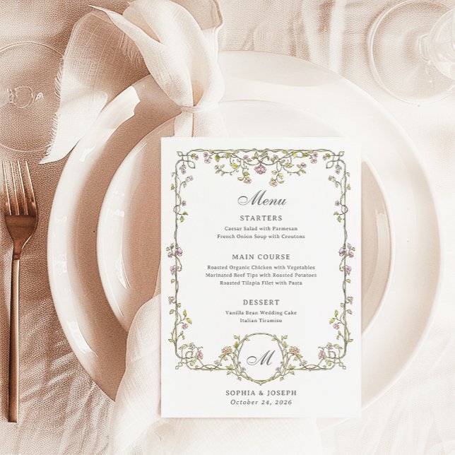 Vintage Garden | Colourful Luxe Wedding Menu (Creator Uploaded)