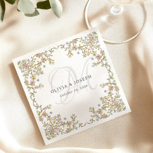 Vintage Garden   Colourful Luxe Wedding Monogram Napkin