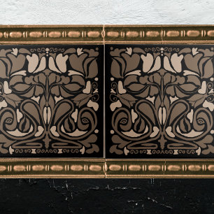 Vintage Garden Dark Moody Art Nouveau Tile