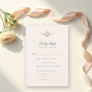 Vintage Garden Ethereal Blush Floral Wedding Meal RSVP Card