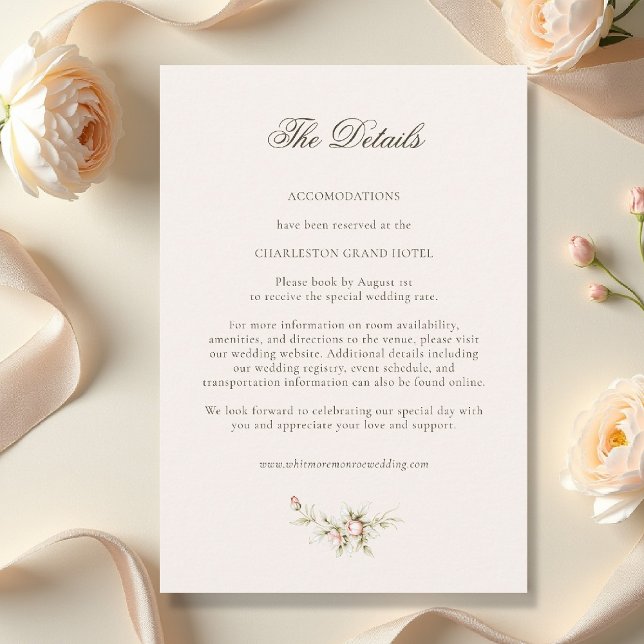 Vintage Garden Ethereal Blush Wedding Details Enclosure Card (vintage garden ethereal blush floral wedding details card romantic regency jane austin castle)