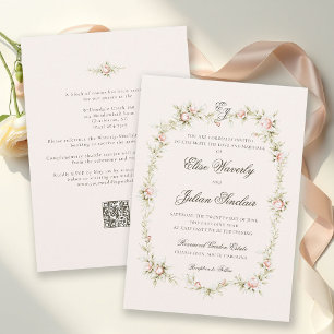 Vintage Garden Ethereal Floral All One Wedding Invitation