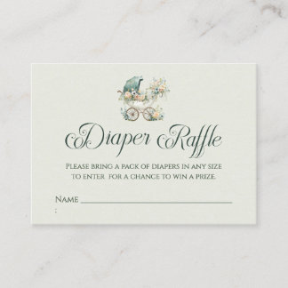 Vintage Garden Floral Baby Shower Diaper Raffle Enclosure Card