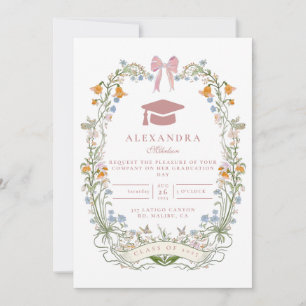 Vintage Garden Floral Graduation Invitation