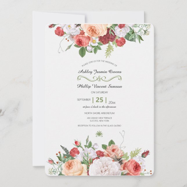Vintage Garden Floral Wedding Invitation (Front)