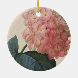 Vintage Garden Flowers, Pink Hydrangea Hortensia Ceramic Ornament