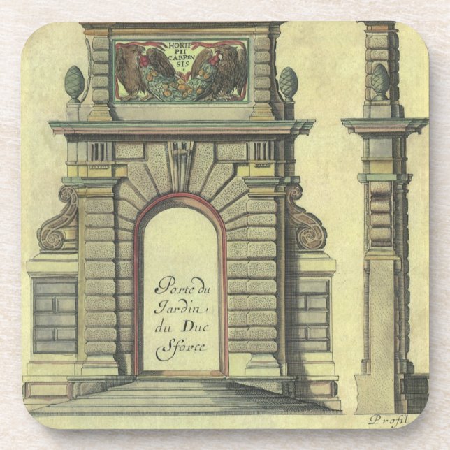 Vintage Garden Gate Arch, Renaissance Architecture Coaster (Front)