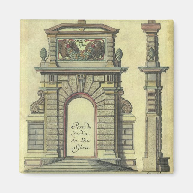 Vintage Garden Gate Arch, Renaissance Architecture Magnet (Front)
