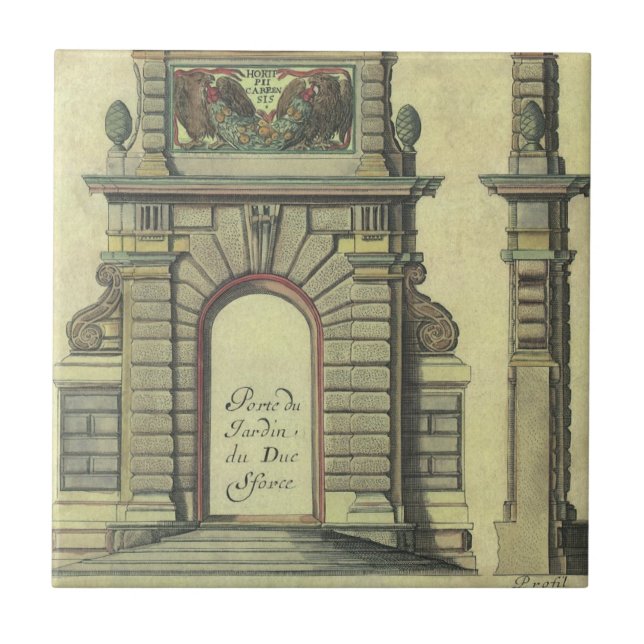 Vintage Garden Gate Arch, Renaissance Architecture Tile (Front)